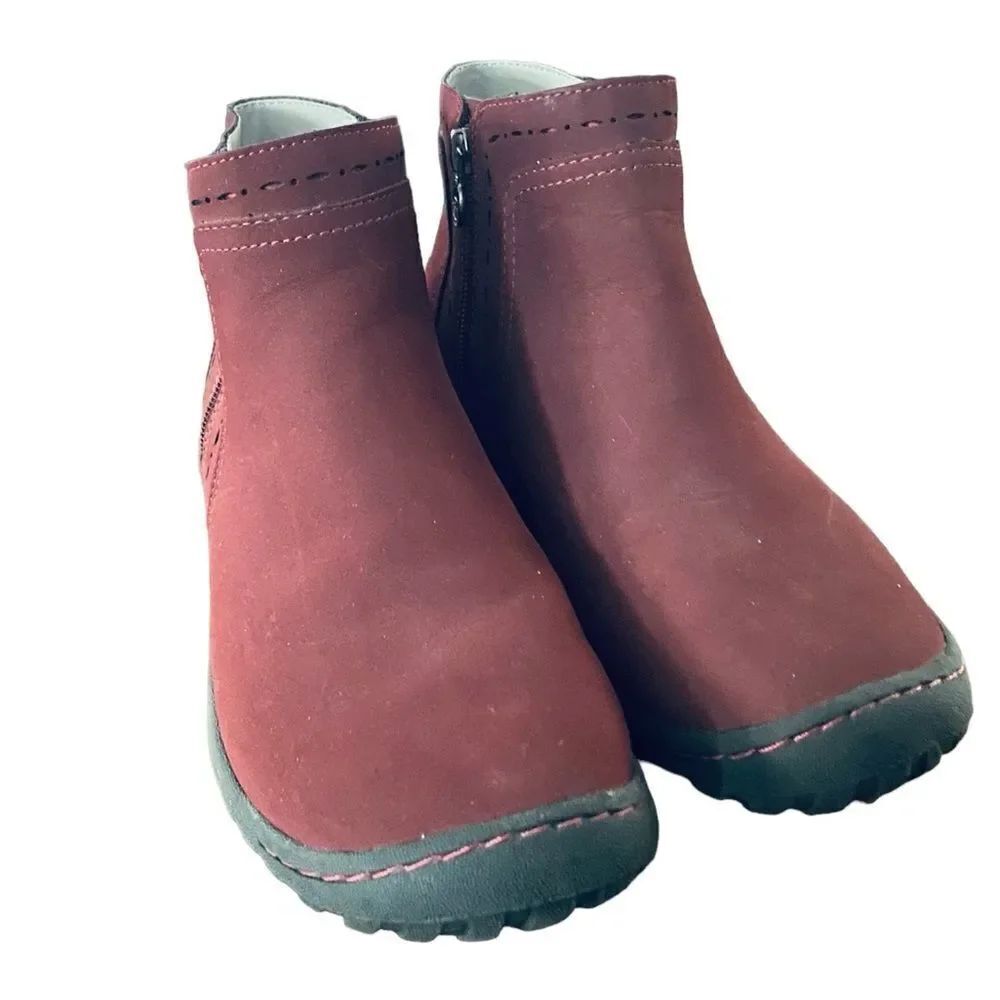 Jbu By Jambu Juno Wm’s Sz 8 Red Side Zip Memory Foam Anti Skid Ankle Boots